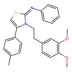 N-[(2Z)-3-[2-(3,4-dimethoxyphenyl)ethyl]-4-(4-methylphenyl)-1,3-thiazol-2(3H)-ylidene]aniline structure