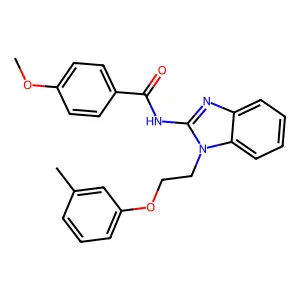4-methoxy-N-[1-[2-(3-methylphenoxy)ethyl]benzimidazol-2-yl]benzamide structure