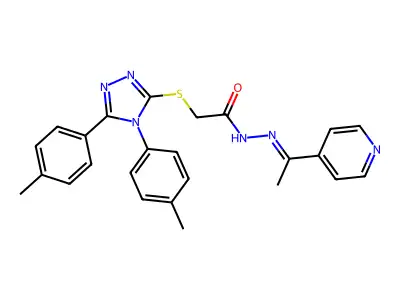 2-[[4,5-bis(4-methylphenyl)-1,2,4-triazol-3-yl]sulfanyl]-N-[(Z)-1-pyridin-4-ylethylideneamino]acetamide structure