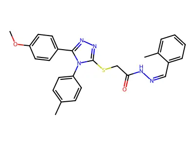 2-{[5-(4-methoxyphenyl)-4-(4-methylphenyl)-4H-1,2,4-triazol-3-yl]sulfanyl}-N'-[(E)-(2-methylphenyl)methylidene]acetohydrazide structure