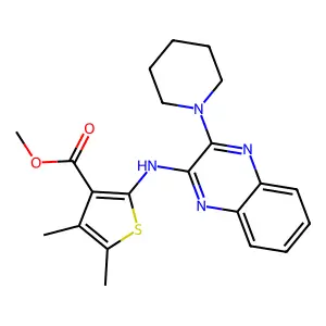 methyl 4,5-dimethyl-2-{[3-(piperidin-1-yl)quinoxalin-2-yl]amino}thiophene-3-carboxylate structure