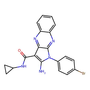 2-amino-1-(4-bromophenyl)-N-cyclopropyl-1H-pyrrolo[2,3-b]quinoxaline-3-carboxamide structure