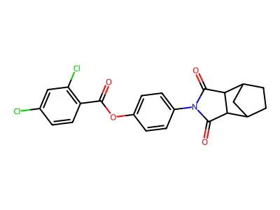 4-(1,3-dioxooctahydro-2H-4,7-methanoisoindol-2-yl)phenyl 2,4-dichlorobenzoate structure