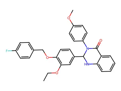 2-{3-ethoxy-4-[(4-fluorobenzyl)oxy]phenyl}-3-(4-methoxyphenyl)-2,3-dihydro-4(1H)-quinazolinone structure
