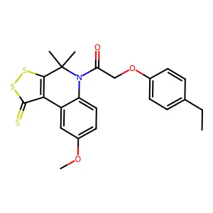 2-(4-ethylphenoxy)-1-(8-methoxy-4,4-dimethyl-1-thioxo-1,4-dihydro-5H-[1,2]dithiolo[3,4-c]quinolin-5-yl)ethanone structure