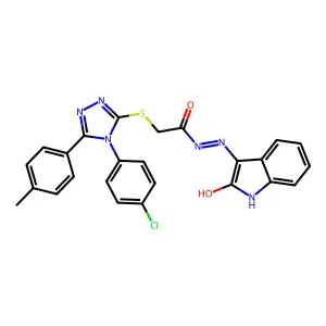 2-{[4-(4-chlorophenyl)-5-(4-methylphenyl)-4H-1,2,4-triazol-3-yl]sulfanyl}-N'-[(3E)-2-oxo-1,2-dihydro-3H-indol-3-ylidene]acetohydrazide structure
