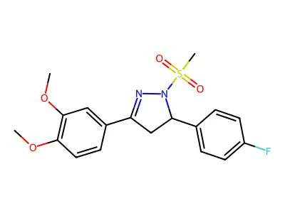 3-(3,4-dimethoxyphenyl)-5-(4-fluorophenyl)-1-(methylsulfonyl)-4,5-dihydro-1H-pyrazole structure