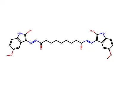 N'~1~-[(3E)-5-methoxy-2-oxo-1,2-dihydro-3H-indol-3-ylidene]-N'~9~-[(3Z)-5-methoxy-2-oxo-1,2-dihydro-3H-indol-3-ylidene]nonanedihydrazide structure