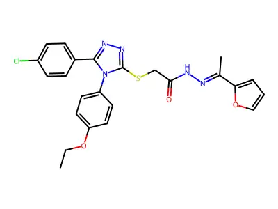 2-[[5-(4-chlorophenyl)-4-(4-ethoxyphenyl)-1,2,4-triazol-3-yl]sulfanyl]-N-[(Z)-1-(furan-2-yl)ethylideneamino]acetamide structure