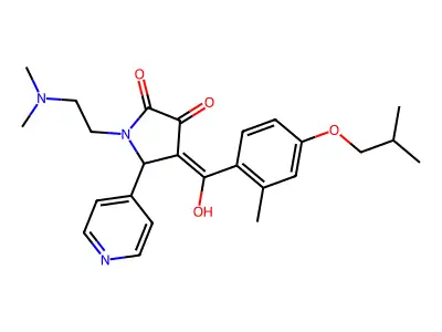 1-(2-dimethylaminoethyl)-4-[hydroxy-[2-methyl-4-(2-methylpropoxy)phenyl]methylidene]-5-pyridin-4-ylpyrrolidine-2,3-dione structure