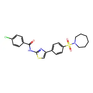 N-{4-[4-(azepan-1-ylsulfonyl)phenyl]-1,3-thiazol-2-yl}-4-chlorobenzamide structure