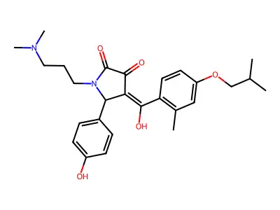 1-[3-(dimethylamino)propyl]-3-hydroxy-5-(4-hydroxyphenyl)-4-[2-methyl-4-(2-methylpropoxy)benzoyl]-2,5-dihydro-1H-pyrrol-2-one structure