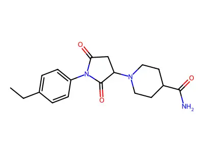 1-[1-(4-Ethylphenyl)-2,5-dioxopyrrolidin-3-yl]piperidine-4-carboxamide structure