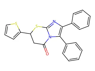 2,3-diphenyl-7-(2-thienyl)-6,7-dihydro-5H-imidazo[2,1-b][1,3]thiazin-5-one structure