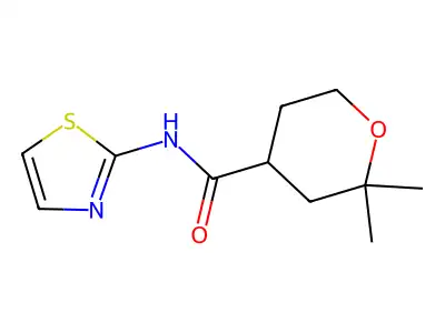 2,2-dimethyl-N-(1,3-thiazol-2-yl)oxane-4-carboxamide structure
