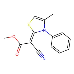 (Z)-methyl 2-cyano-2-(4-methyl-3-phenylthiazol-2(3H)-ylidene)acetate structure