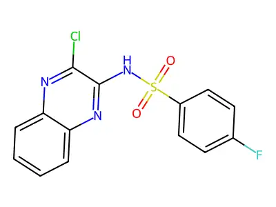 N-(3-chloroquinoxalin-2-yl)-4-fluorobenzene-1-sulfonamide structure