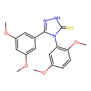 4-(2,5-dimethoxyphenyl)-3-(3,5-dimethoxyphenyl)-1H-1,2,4-triazole-5-thione structure