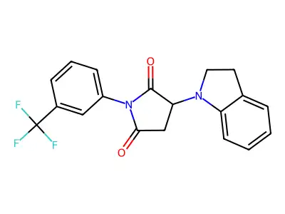 3-(2,3-dihydro-1H-indol-1-yl)-1-[3-(trifluoromethyl)phenyl]pyrrolidine-2,5-dione structure