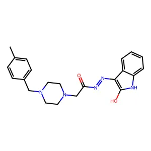 2-[4-(4-methylbenzyl)piperazin-1-yl]-N'-[(3E)-2-oxo-1,2-dihydro-3H-indol-3-ylidene]acetohydrazide structure