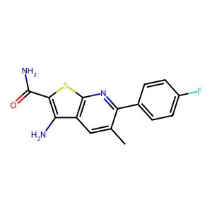 3-Amino-6-(4-fluorophenyl)-5-methylthieno[2,3-b]pyridine-2-carboxamide structure