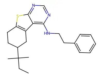 6-(2-methylbutan-2-yl)-N-(2-phenylethyl)-5,6,7,8-tetrahydro[1]benzothieno[2,3-d]pyrimidin-4-amine structure