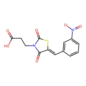 (Z)-3-(5-(3-nitrobenzylidene)-2,4-dioxothiazolidin-3-yl)propanoic acid structure