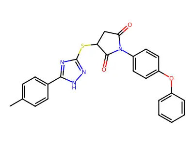 3-{[5-(4-methylphenyl)-4H-1,2,4-triazol-3-yl]sulfanyl}-1-(4-phenoxyphenyl)pyrrolidine-2,5-dione structure