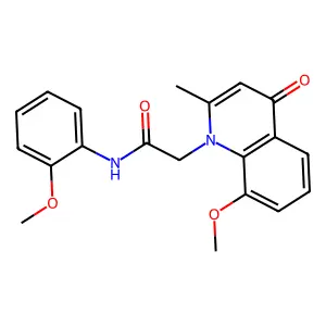2-(8-methoxy-2-methyl-4-oxo-1-quinolinyl)-N-(2-methoxyphenyl)acetamide structure
