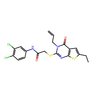 N-(3,4-dichlorophenyl)-2-(6-ethyl-4-oxo-3-prop-2-enylthieno[2,3-d]pyrimidin-2-yl)sulfanylacetamide structure