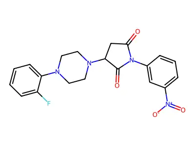 3-[4-(2-Fluorophenyl)piperazin-1-yl]-1-(3-nitrophenyl)pyrrolidine-2,5-dione structure