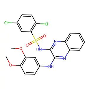 2,5-dichloro-N-{3-[(3,4-dimethoxyphenyl)amino]quinoxalin-2-yl}benzenesulfonamide structure