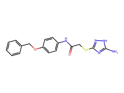 2-[(5-amino-1H-1,2,4-triazol-3-yl)sulfanyl]-N-(4-phenylmethoxyphenyl)acetamide structure