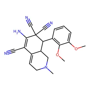 (8R,8aR)-6-amino-8-(2,3-dimethoxyphenyl)-2-methyl-1,3,8,8a-tetrahydroisoquinoline-5,7,7-tricarbonitrile structure