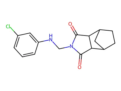 2-{[(3-chlorophenyl)amino]methyl}hexahydro-1H-4,7-methanoisoindole-1,3(2H)-dione structure