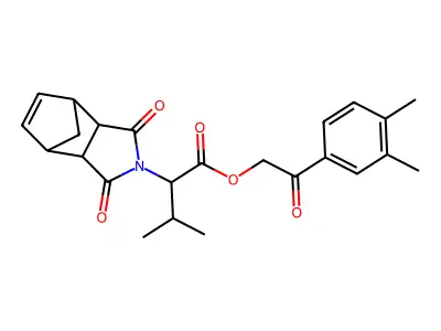 2-(3,4-dimethylphenyl)-2-oxoethyl 2-(1,3-dioxo-1,3,3a,4,7,7a-hexahydro-2H-4,7-methanoisoindol-2-yl)-3-methylbutanoate structure