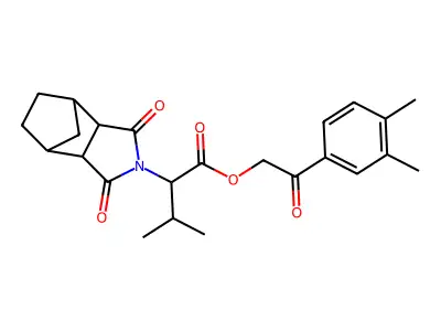 2-(3,4-dimethylphenyl)-2-oxoethyl 2-(1,3-dioxooctahydro-2H-4,7-methanoisoindol-2-yl)-3-methylbutanoate structure