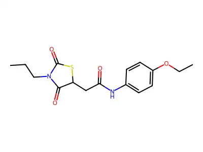 2-(2,4-dioxo-3-propyl-1,3-thiazolidin-5-yl)-N-(4-ethoxyphenyl)acetamide structure