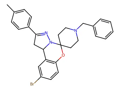 1-benzyl-9'-bromo-2'-(4-methylphenyl)-1',10b'-dihydrospiro[piperidine-4,5'-pyrazolo[1,5-c][1,3]benzoxazine] structure
