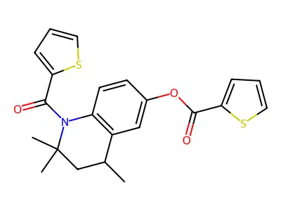 2,2,4-trimethyl-1-(thiophen-2-ylcarbonyl)-1,2,3,4-tetrahydroquinolin-6-yl thiophene-2-carboxylate structure