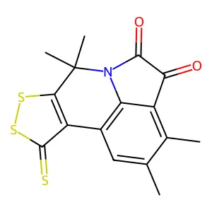 2,3,7,7-tetramethyl-10-thioxo-7,10-dihydro[1,2]dithiolo[3,4-c]pyrrolo[3,2,1-ij]quinoline-4,5-dione structure