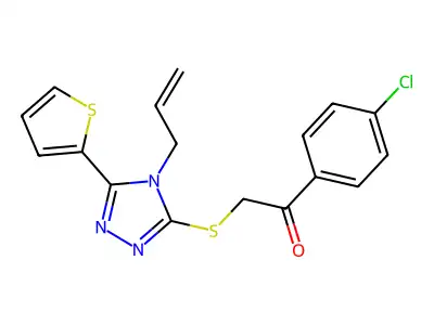 2-{[4-allyl-5-(2-thienyl)-4H-1,2,4-triazol-3-yl]sulfanyl}-1-(4-chlorophenyl)ethanone structure