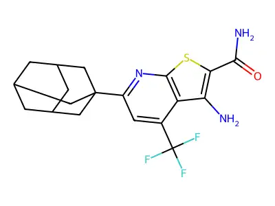 6-(1-Adamantyl)-3-amino-4-(trifluoromethyl)thieno[2,3-b]pyridine-2-carboxamide structure