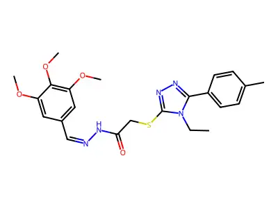 2-[[4-ethyl-5-(4-methylphenyl)-1,2,4-triazol-3-yl]sulfanyl]-N-[(E)-(3,4,5-trimethoxyphenyl)methylideneamino]acetamide structure