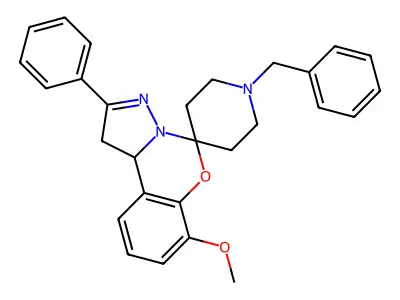 1-benzyl-7'-methoxy-2'-phenyl-1',10b'-dihydrospiro[piperidine-4,5'-pyrazolo[1,5-c][1,3]benzoxazine] structure