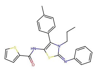 N-[(2E)-4-(4-methylphenyl)-2-(phenylimino)-3-propyl-2,3-dihydro-1,3-thiazol-5-yl]thiophene-2-carboxamide structure