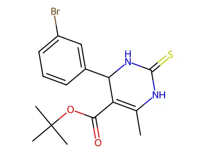 tert-butyl 4-(3-bromophenyl)-6-methyl-2-sulfanylidene-3,4-dihydro-1H-pyrimidine-5-carboxylate structure