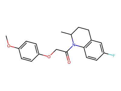 1-(6-fluoro-2-methyl-3,4-dihydroquinolin-1(2H)-yl)-2-(4-methoxyphenoxy)ethanone structure