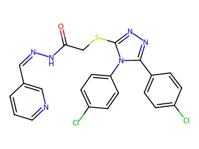 2-{[4,5-bis(4-chlorophenyl)-4H-1,2,4-triazol-3-yl]sulfanyl}-N'-[(E)-3-pyridinylmethylidene]acetohydrazide structure