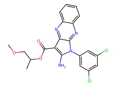 1-methoxypropan-2-yl 2-amino-1-(3,5-dichlorophenyl)pyrrolo[3,2-b]quinoxaline-3-carboxylate structure